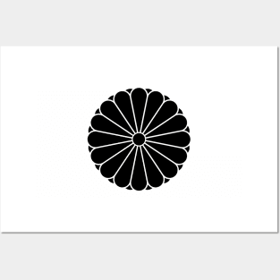 Kiku Chrysanthemum Mon in black Posters and Art